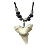 Wholesale Large Shark Tooth With Silver Beads Rope Adjustable Necklace Jewelry